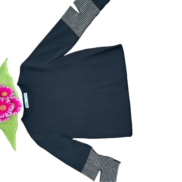 Zara Embellished Split Elbow Sweater EUC - Picture 3 of 10